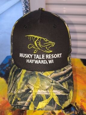 Fishouflage x Musky Tale Resort Hayward WI Embroidered Strap-on Hat Cap OSFM